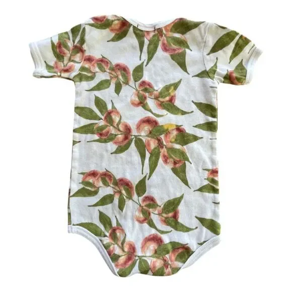 Milkbarn Peach Fruit Short Sleeve Bodysuit Size 12-18M - Picture 3 of 4